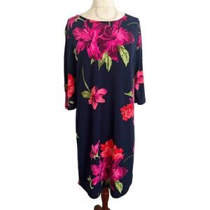 Alexandra & Oak Elbow Length Bell Sleeve Midi Floral Dress Medium